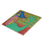 Mermaid mit Blue Hair Abstrakt Digital Painting Fliese (Seite)