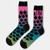 Mermaid Mit Monogramm Pattern Regenbogen Socken (Linkes Detail)