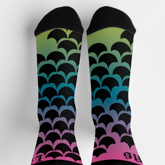 Mermaid Mit Monogramm Pattern Regenbogen Socken (Oben)