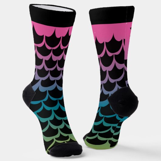 Mermaid Mit Monogramm Pattern Regenbogen Socken (Gewinkelt)