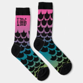 Mermaid Mit Monogramm Pattern Regenbogen Socken (Rechts)