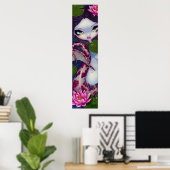 Mermaid mit Pink Lotus gothic Big eye Art Print Poster (Heimbüro)