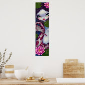 Mermaid mit Pink Lotus gothic Big eye Art Print Poster (Küche)
