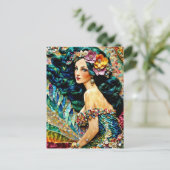 Mermaid Mixed Media Collage Postkarte (Stehend Vorderseite)