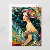 Mermaid Mixed Media Collage Postkarte (Vorne/Hinten)