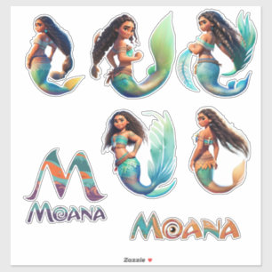 Mermaid Moana Adventures Custom Cut Vinyl Sticker