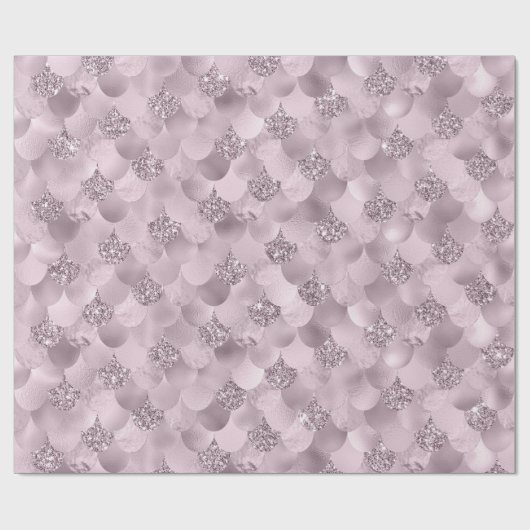 Mermaid Mod Scale | Dusty Mauve Pink Imitate Shimm Geschenkpapier (Flach)