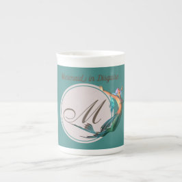 Mermaid Monogram Aquamarin schön Porzellantasse