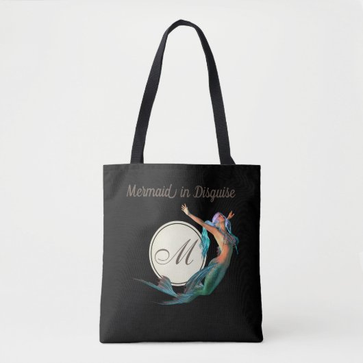 Mermaid Monogram Elegant Black Tasche (Vorderseite)