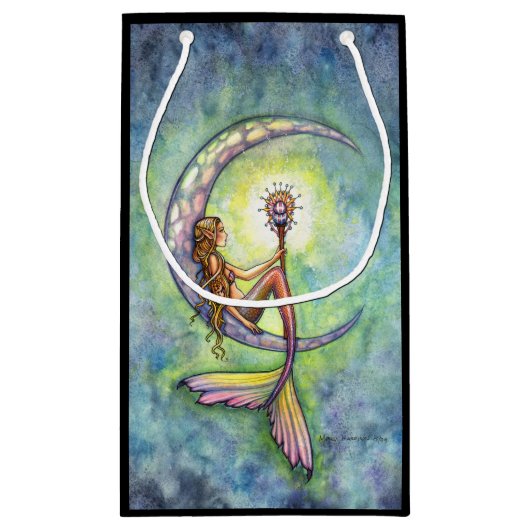 Mermaid Moon Fantasy Art Kleine Geschenktüte (Rückseite)