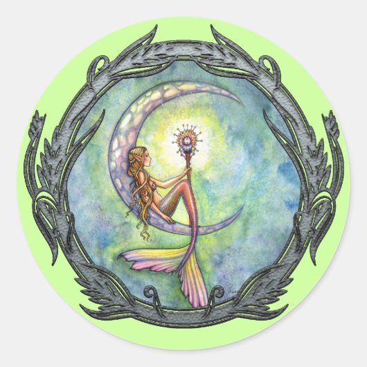 Mermaid Moon Fantasy Art Stickers (Vorderseite)