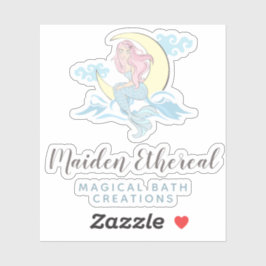 Mermaid Moon Mystical Pink Hair Sea Siro Logo Aufkleber