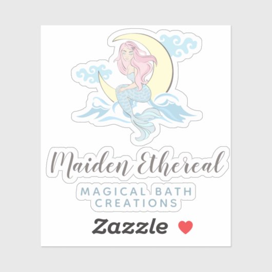 Mermaid Moon Mystical Pink Hair Sea Siro Logo Aufkleber (Blatt)