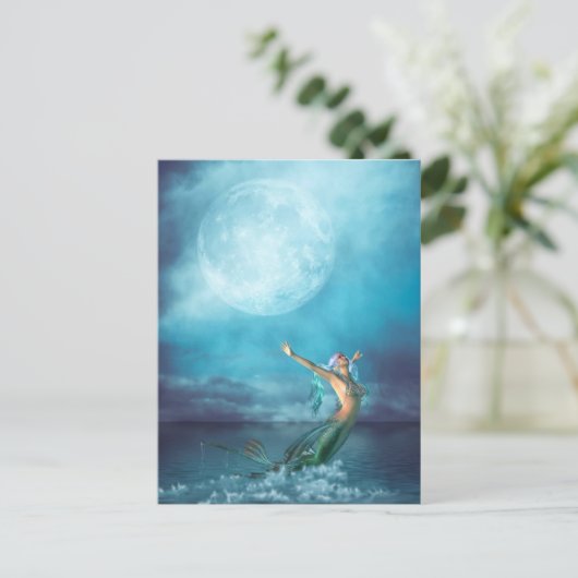 Mermaid Moon Postkarte (Stehend Vorderseite)