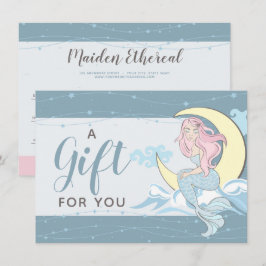 Mermaid Moon Stars Mystical Gift Certificate Card Einladung