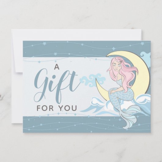 Mermaid Moon Stars Mystical Gift Certificate Card Einladung (Vorderseite)