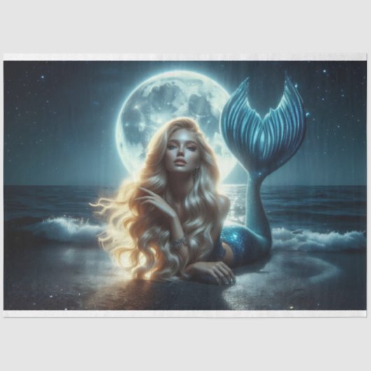 Mermaid Moonlight Tissue Paper Seidenpapier (Vorderseite)