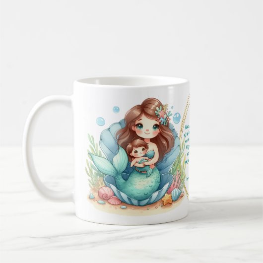 Mermaid Mother-Geschenk-Tasse mit schöner Nachrich Kaffeetasse (Links)