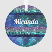 Mermaid Motif Glitzer Personalisierte Gestaltung Ornament (Rückseite)