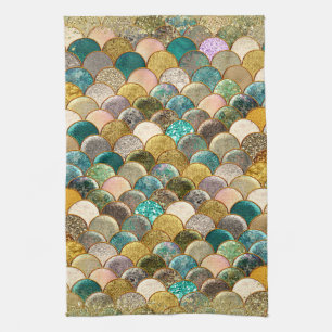 Mermaid Multi Color Glitzer Glam Sea Scales Geschirrtuch