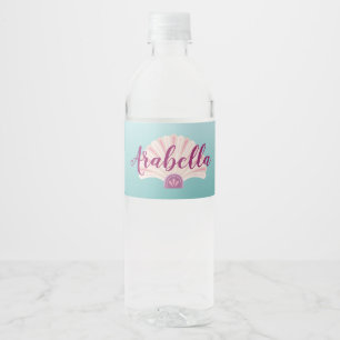 Mermaid Muschel Geburtstagswasser-Flasche Wasserflaschenetikett
