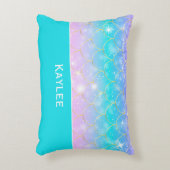 Mermaid-Muster, benutzerdefinierte Monogramm Akzen Dekokissen (Vorderseite(Vertikal))