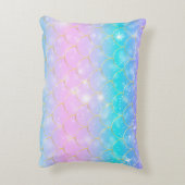 Mermaid-Muster, benutzerdefinierte Monogramm Akzen Dekokissen (Rückseite(Vertikal))