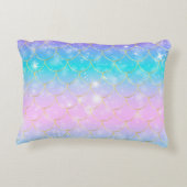 Mermaid-Muster, benutzerdefinierte Monogramm Akzen Dekokissen (Rückseite)