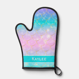 Mermaid-Muster, kundenspezifische Monogramm-Mädche Ofenhandschuh