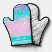 Mermaid-Muster, kundenspezifische Monogramm-Mädche Ofenhandschuh (Vorderseite/Rückseite)