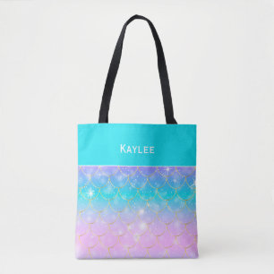 Mermaid-Muster, kundenspezifische Monogramm-Mädche Tasche