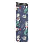 Mermaid Muster kundenspezifische Monogramm-Tumbler Thermosbecher (Nach rechts gedreht)