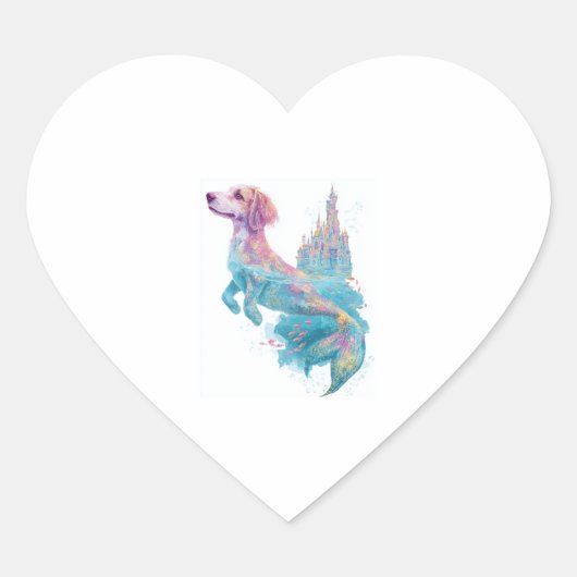 Mermaid Mutt - Underwater Fantasy Dog Herz-Aufkleber (Vorderseite)
