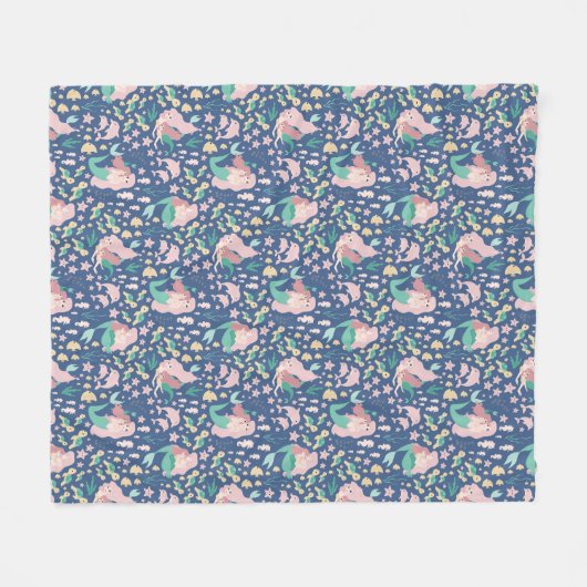 Mermaid Mutter Tochter Bonding Ocean Dark Version Fleecedecke (Vorderseite (Horizontal))