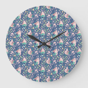 Mermaid Mutter Tochter Bonding Ocean Dark Version Große Wanduhr