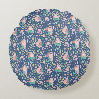Mermaid Mutter Tochter Bonding Ocean Dark Version Rundes Kissen