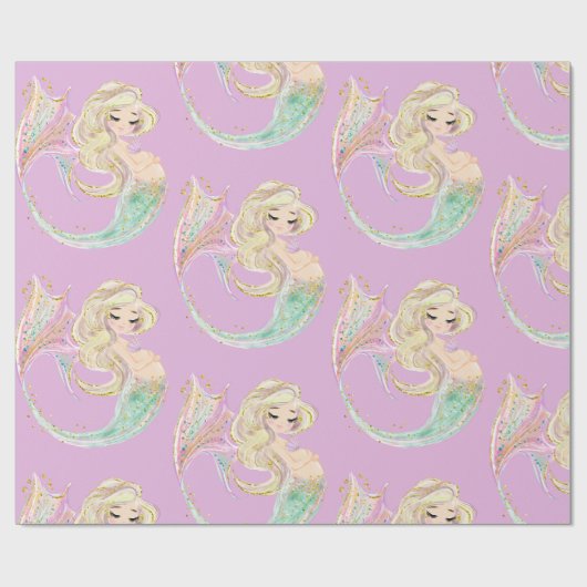 Mermaid Mutter zu sein rosa Wrapping Paper Geschenkpapier (Flach)