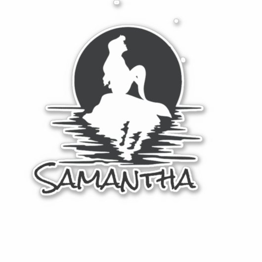 Mermaid Name Black Silhouette Aufkleber (Vorderseite)