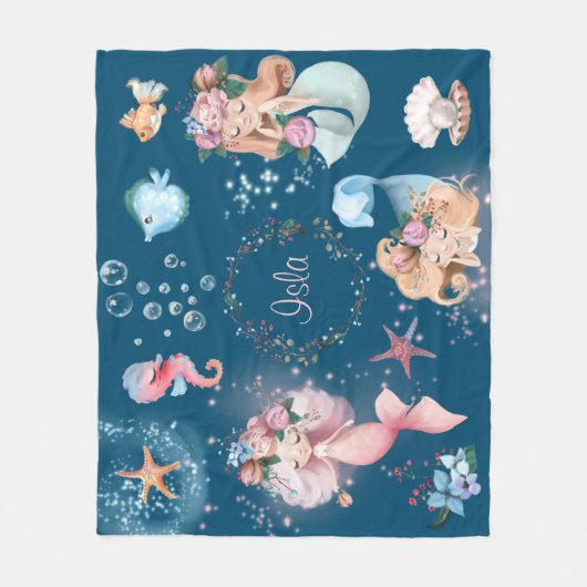 Mermaid Name Blanket Fleecedecke (Vorderseite)