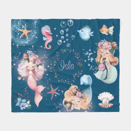 Mermaid Name Blanket Fleecedecke (Vorderseite (Horizontal))