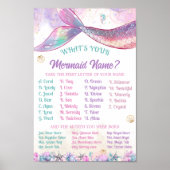 Mermaid Name Game Pastel Ocean Girl Poster (Vorne)