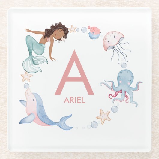 Mermaid Name Glass Untersetzer (Vorderseite)