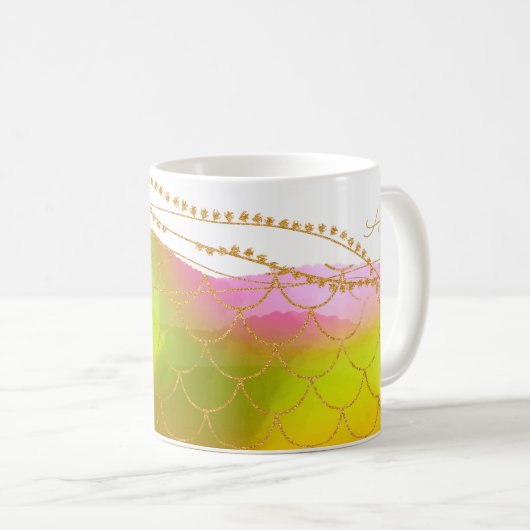 Mermaid NAME Summer Beach Mod Art Kaffeetasse (VorderseiteRechts)
