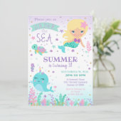 Mermaid Narwhal Invitation - Unter Meer Einladung (Stehend Vorderseite)