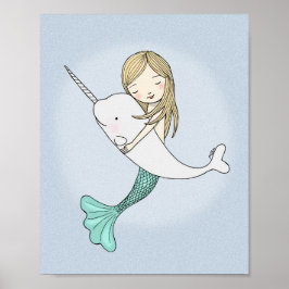 Mermaid Narwhal Poster Sweet Nautical Wall Decke