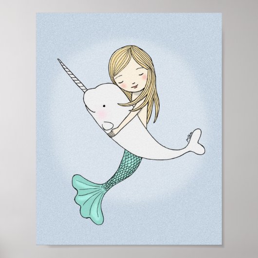 Mermaid Narwhal Poster Sweet Nautical Wall Decke (Vorne)