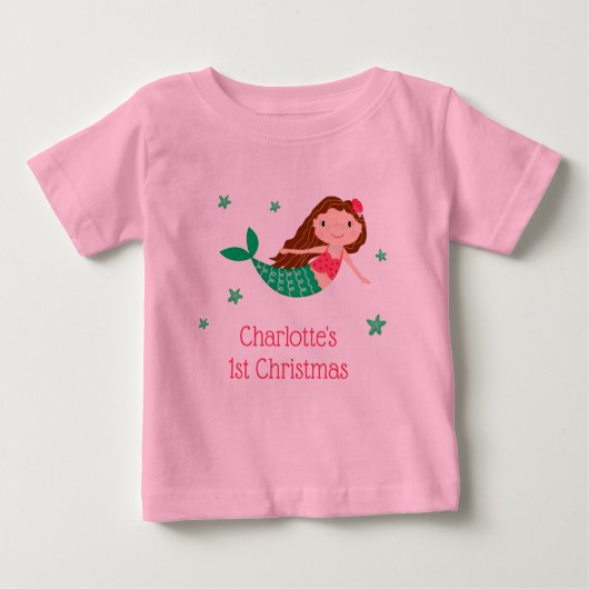 Mermaid Niedlich 1. Weihnachten Baby T-shirt (Vorderseite)