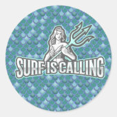 Mermaid Niedlich Blue Classic Round Aufkleber (Vorderseite)