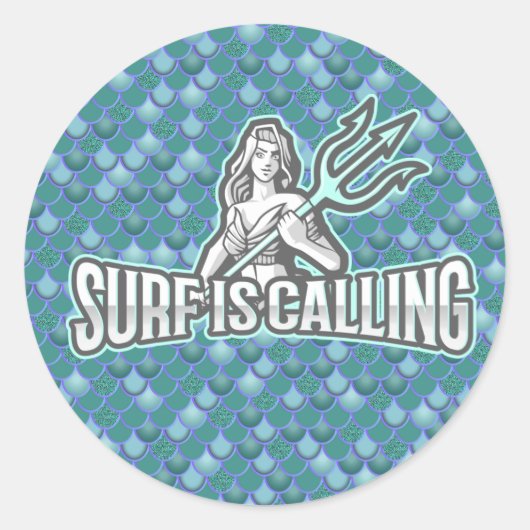 Mermaid Niedlich Blue Classic Round Aufkleber (Vorderseite)