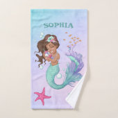 Mermaid Niedlich Blue Pink Starfish Personal Badhandtuch Set (Handtuch)